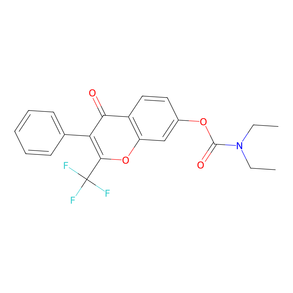 4-oxo-3-phenyl-2-(trifluoromethyl)-4H-chromen-7-yl diethylcarbamate molecular structure, CAS 637751-23-6