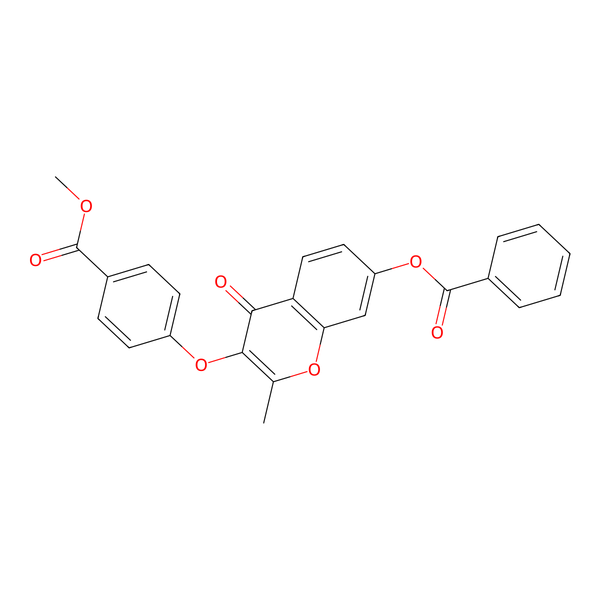 Methyl 4-(7-benzoyloxy-2-methyl-4-oxochromen-3-yl)oxybenzoate molecular structure, CAS 637751-24-7