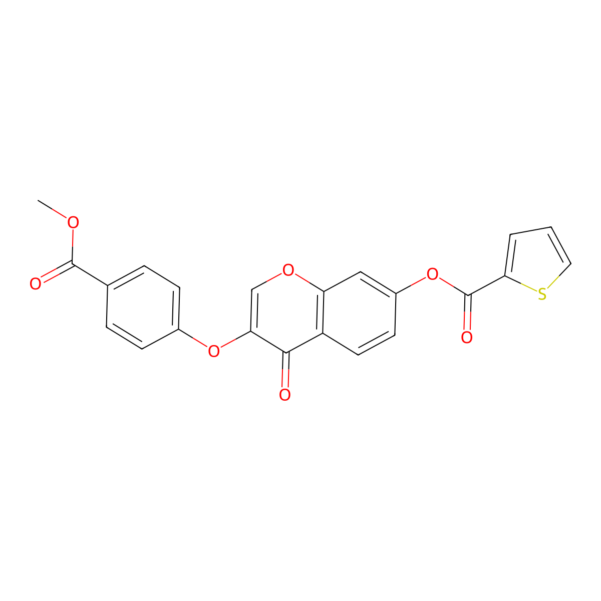 3-(4-(methoxycarbonyl)phenoxy)-4-oxo-4H-chromen-7-yl thiophene-2-carboxylate molecular structure, CAS 637751-36-1