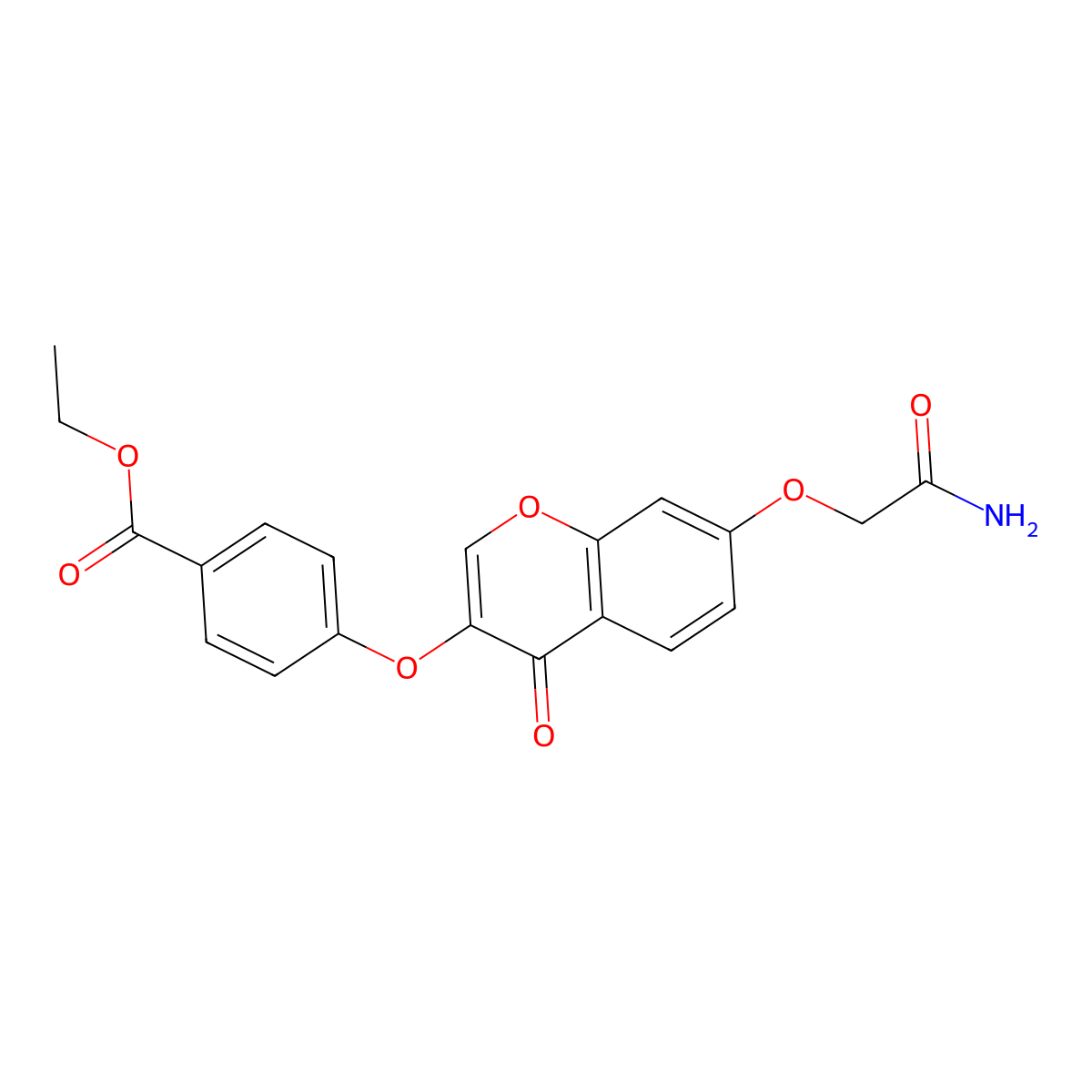 Ethyl 4-[7-(carbamoylmethoxy)-4-oxochromen-3-yloxy]benzoate molecular structure, CAS 637751-44-1