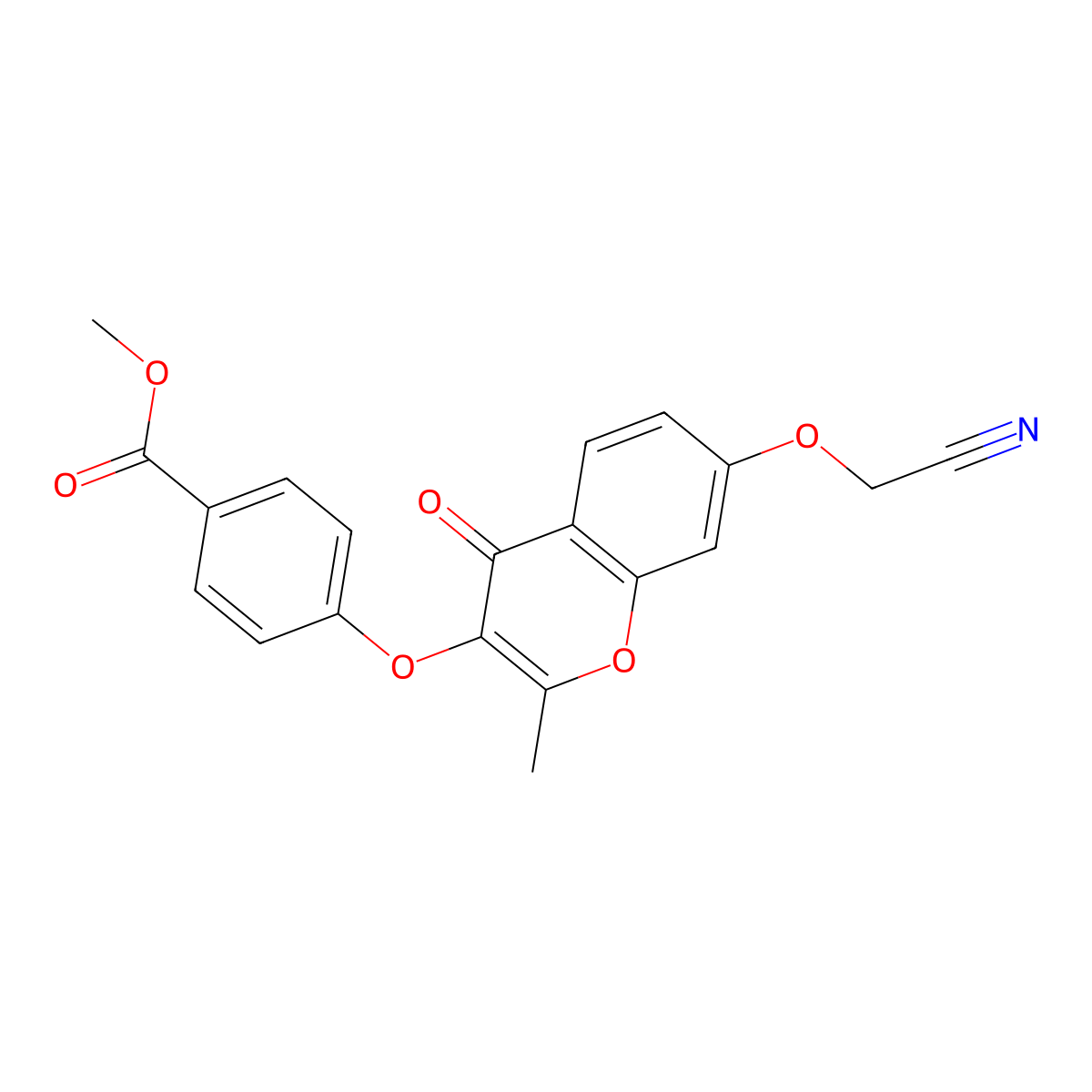 methyl 4-{[7-(cyanomethoxy)-2-methyl-4-oxo-4H-chromen-3-yl]oxy}benzoate molecular structure, CAS 637751-46-3
