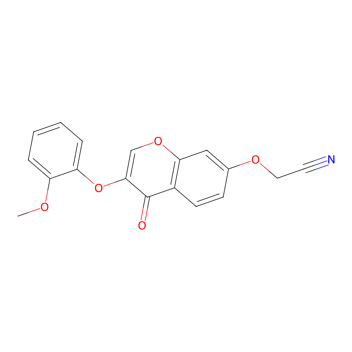 2-((3-(2-methoxyphenoxy)-4-oxo-4H-chromen-7-yl)oxy)acetonitrile molecular structure, CAS 637751-47-4