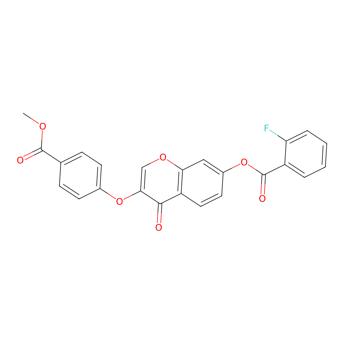 3-[4-(methoxycarbonyl)phenoxy]-4-oxo-4H-chromen-7-yl 2-fluorobenzoate molecular structure, CAS 637751-52-1