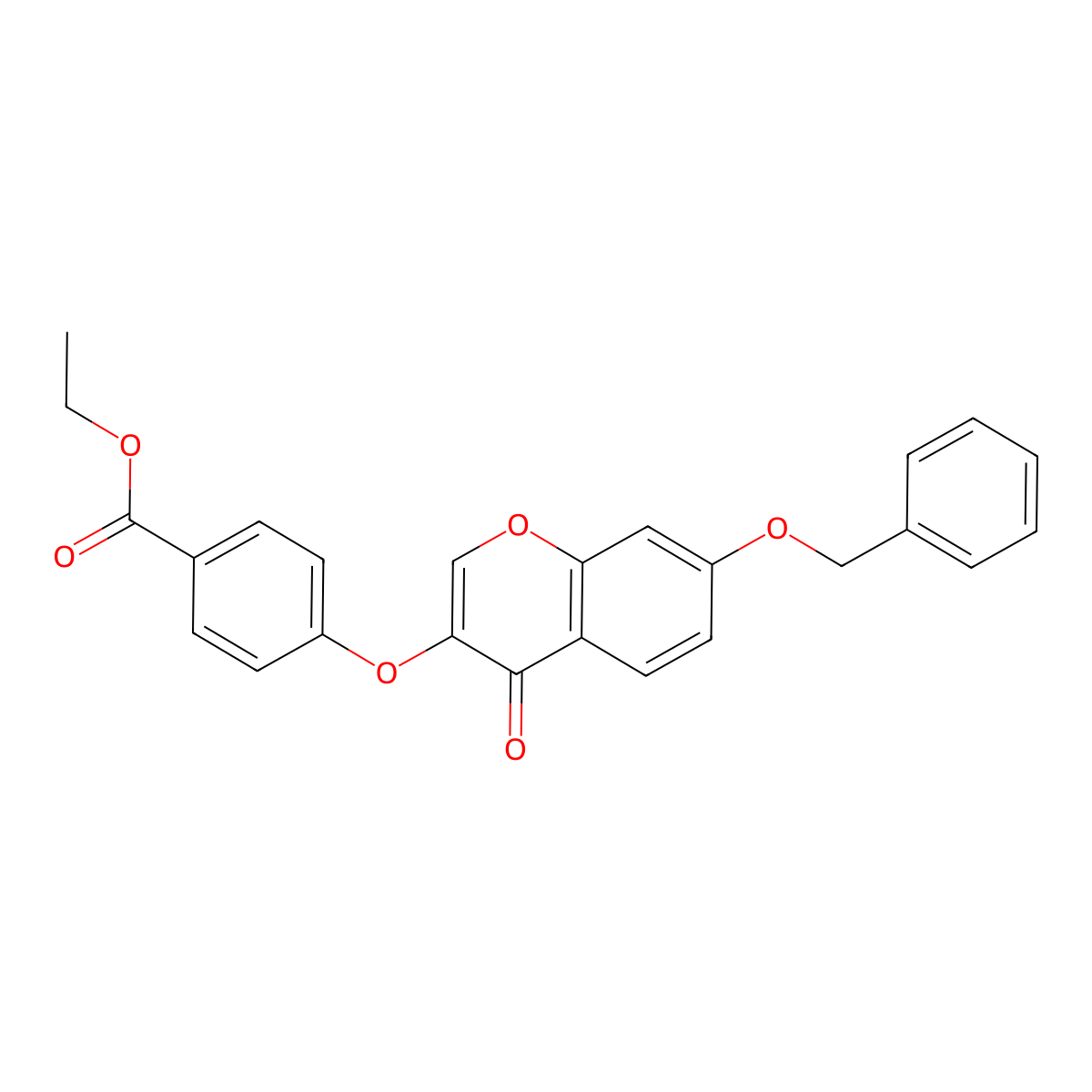 Ethyl 4-(4-oxo-7-phenylmethoxychromen-3-yl)oxybenzoate molecular structure, CAS 637751-57-6