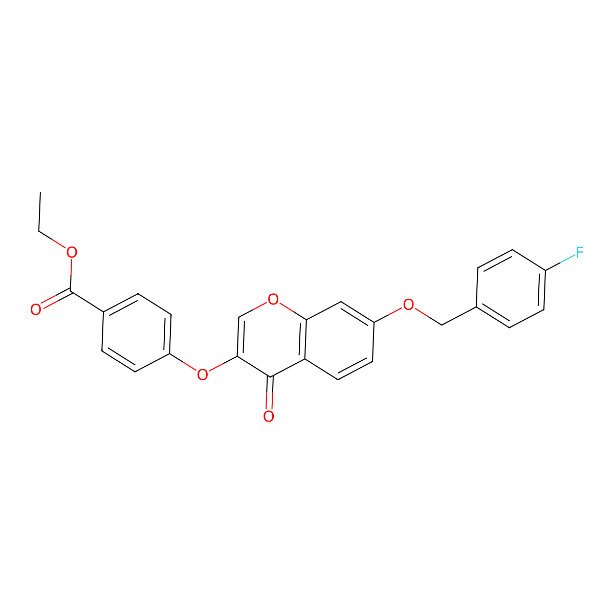 Ethyl 4-[7-[(4-fluorophenyl)methoxy]-4-oxochromen-3-yl]oxybenzoate molecular structure, CAS 637751-58-7