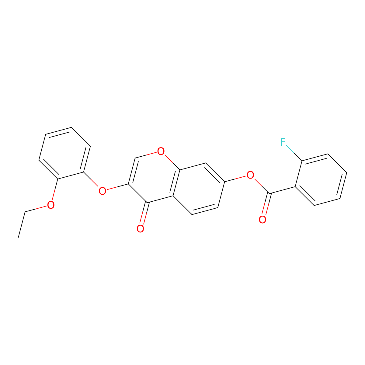 3-(2-ethoxyphenoxy)-4-oxo-4H-chromen-7-yl 2-fluorobenzoate molecular structure, CAS 637751-62-3