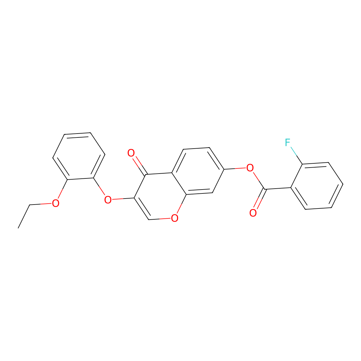 3-(2-ethoxyphenoxy)-4-oxo-4H-chromen-7-yl 2-fluorobenzoate molecular structure, CAS 637751-62-3