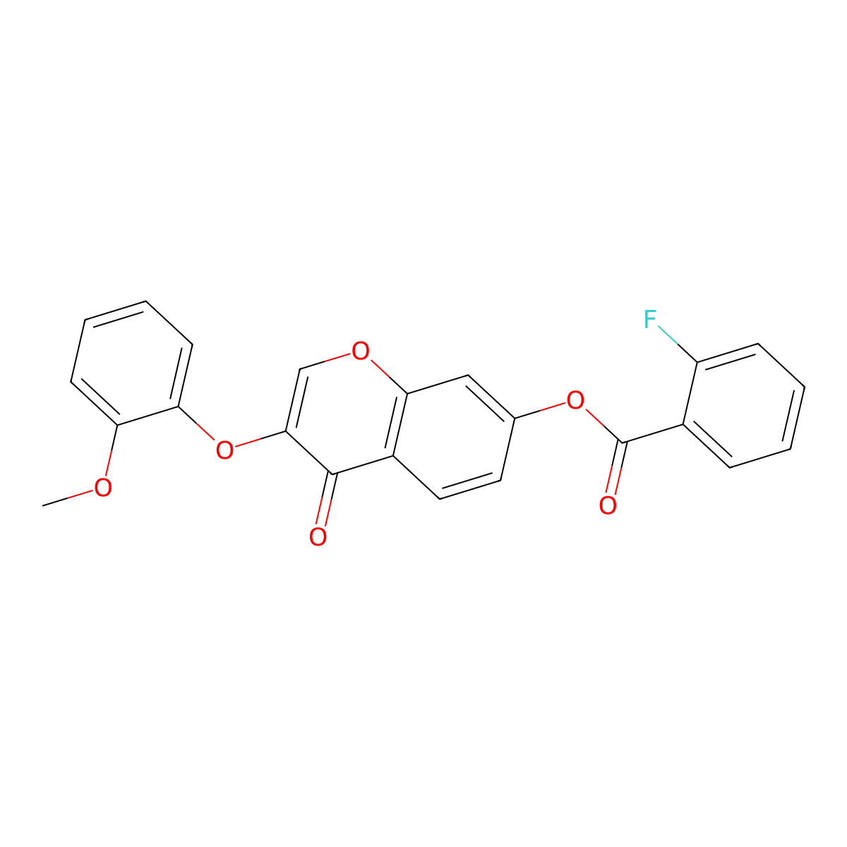 3-(2-methoxyphenoxy)-4-oxo-4H-chromen-7-yl 2-fluorobenzoate molecular structure, CAS 637751-63-4