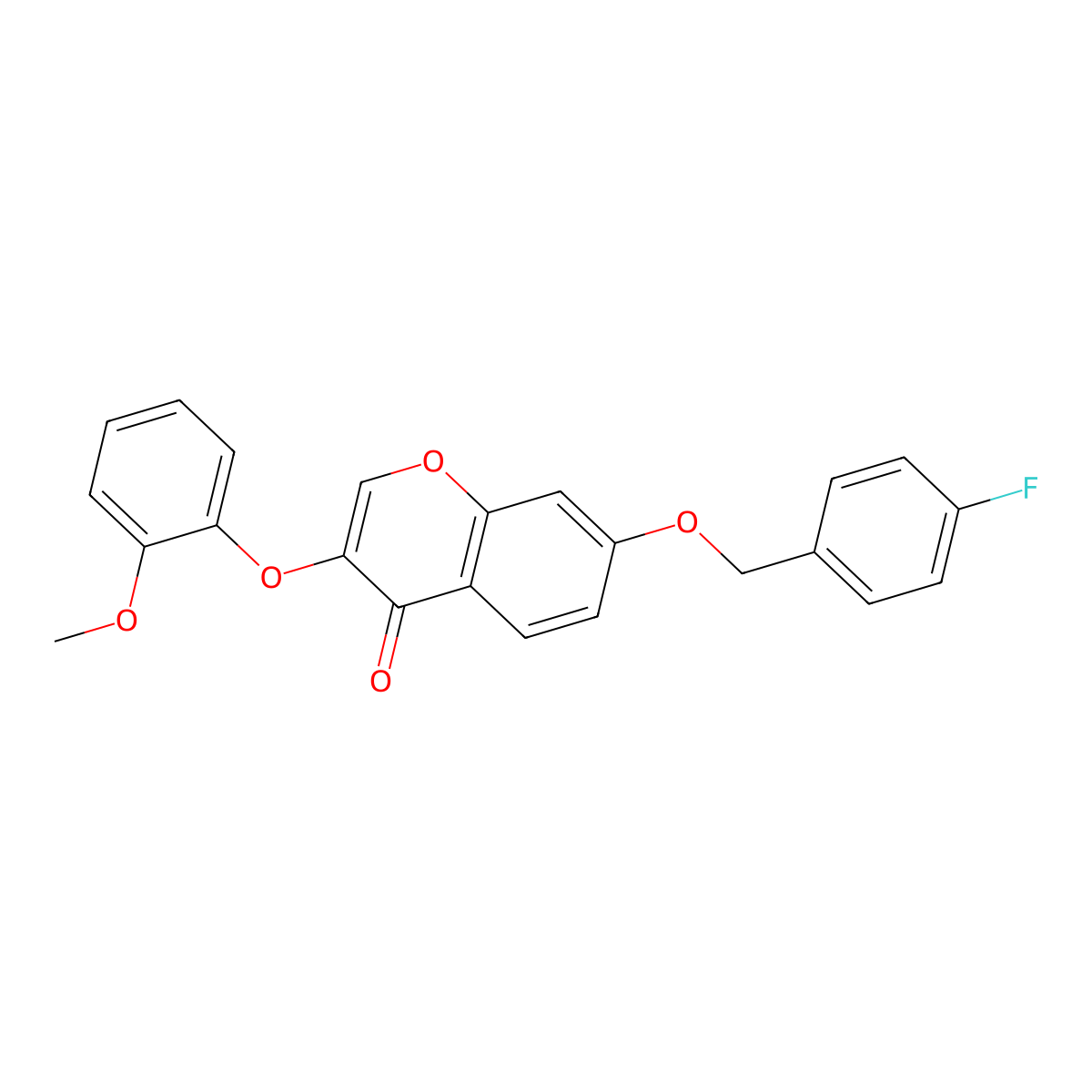7-[(4-Fluorophenyl)methoxy]-3-(2-methoxyphenoxy)chromen-4-one molecular structure, CAS 637751-67-8