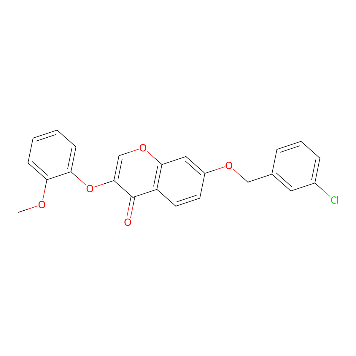 7-[(3-Chlorophenyl)methoxy]-3-(2-methoxyphenoxy)chromen-4-one molecular structure, CAS 637751-70-3