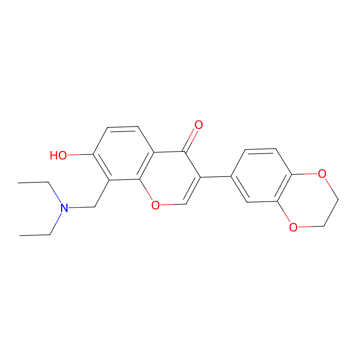 8-(Diethylaminomethyl)-3-(2,3-dihydro-1,4-benzodioxin-6-yl)-7-hydroxy-1-benzopyran-4-one molecular structure, CAS 637751-78-1