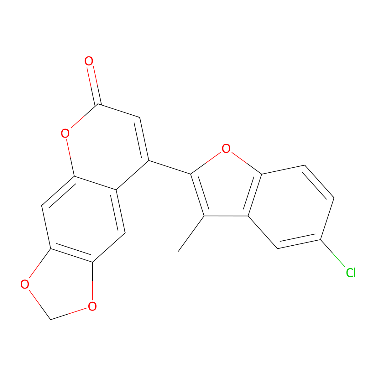 8-(5-chloro-3-methylbenzofuran-2-yl)-6H-[1,3]dioxolo[4,5-g]chromen-6-one molecular structure, CAS 637752-36-4