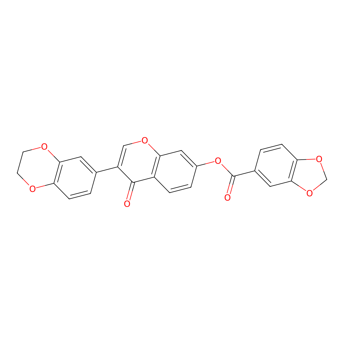 3-(2,3-dihydrobenzo[b][1,4]dioxin-6-yl)-4-oxo-4H-chromen-7-yl benzo[d][1,3]dioxole-5-carboxylate molecular structure, CAS 637752-52-4