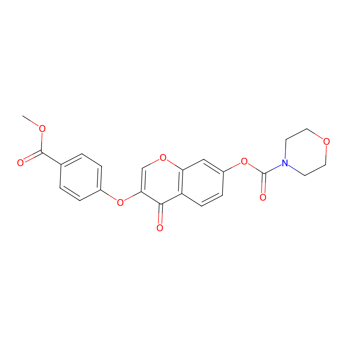 3-(4-(methoxycarbonyl)phenoxy)-4-oxo-4H-chromen-7-yl morpholine-4-carboxylate molecular structure, CAS 637752-67-1