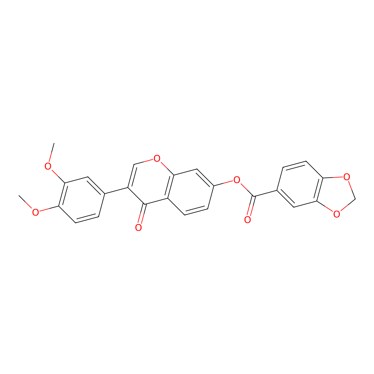 3-(3,4-dimethoxyphenyl)-4-oxo-4H-chromen-7-yl 1,3-benzodioxole-5-carboxylate molecular structure, CAS 637752-69-3