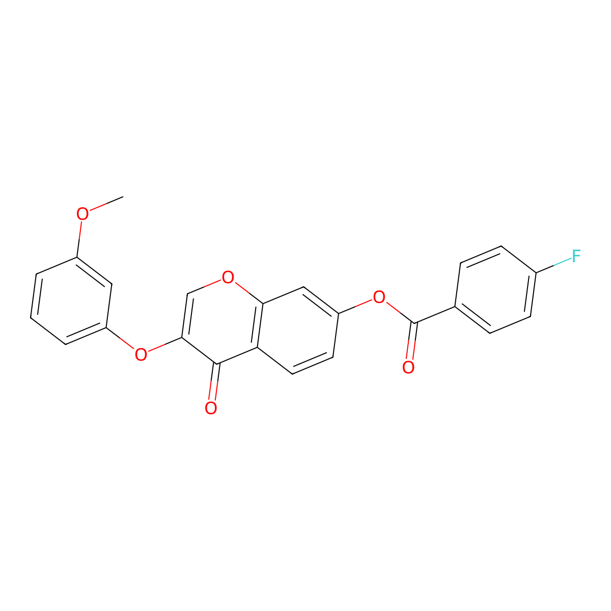 3-(3-methoxyphenoxy)-4-oxo-4H-chromen-7-yl 4-fluorobenzoate molecular structure, CAS 637752-73-9