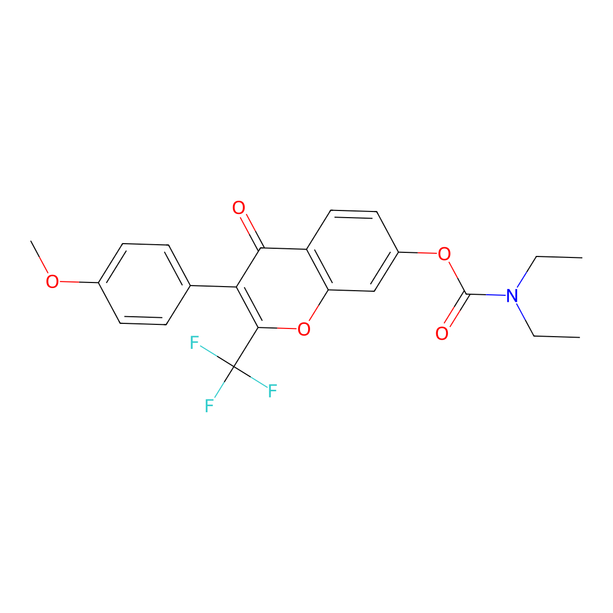 3-(4-methoxyphenyl)-4-oxo-2-(trifluoromethyl)-4H-chromen-7-yl diethylcarbamate molecular structure, CAS 637752-75-1