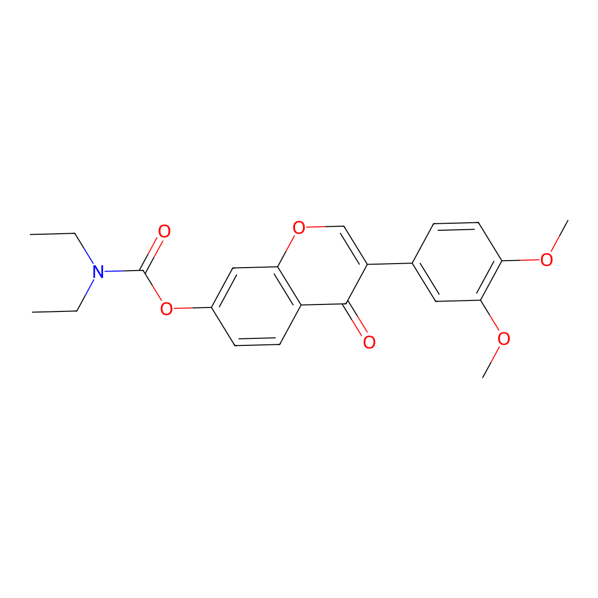 3-(3,4-dimethoxyphenyl)-4-oxo-4H-chromen-7-yl diethylcarbamate molecular structure, CAS 637752-78-4