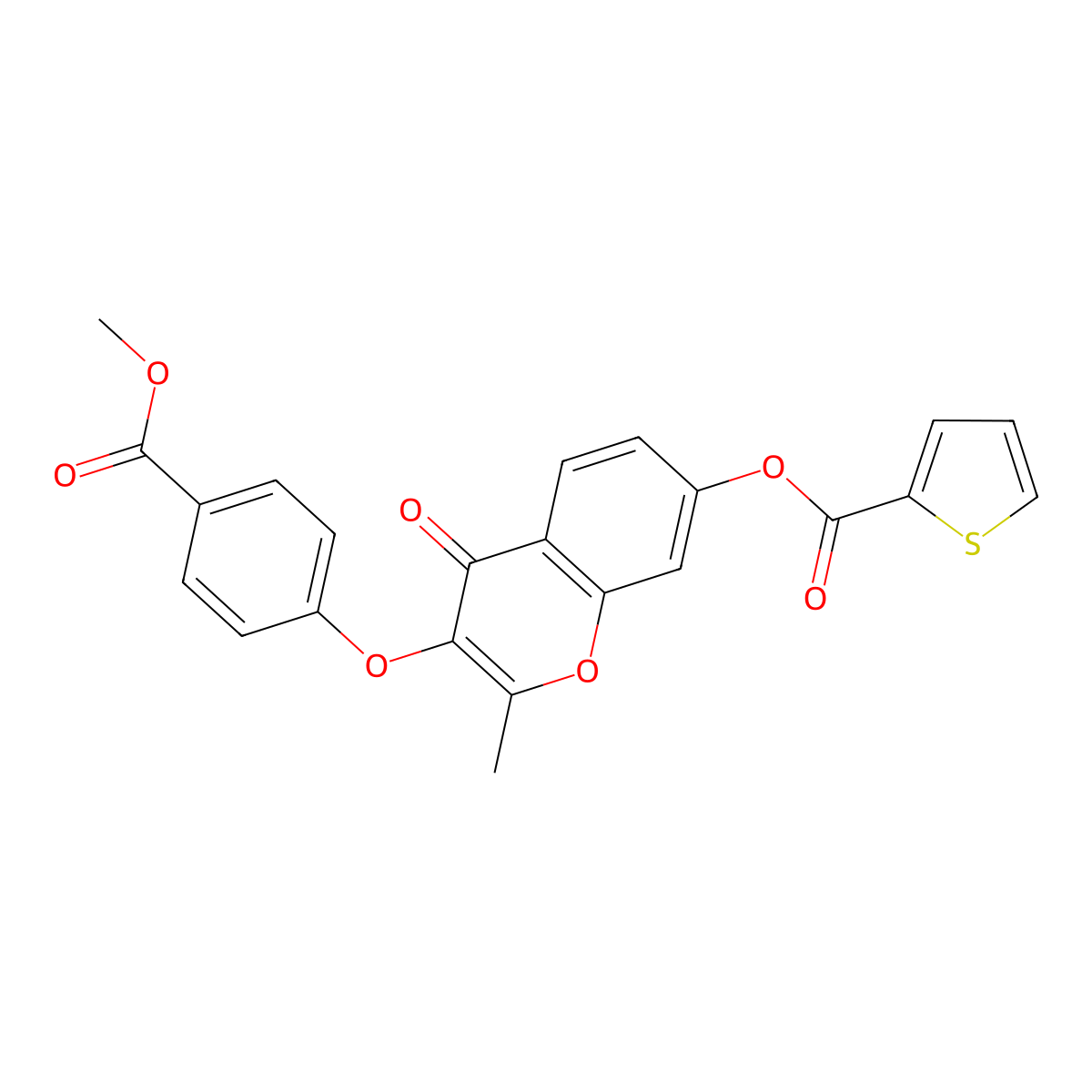 3-(4-(methoxycarbonyl)phenoxy)-2-methyl-4-oxo-4H-chromen-7-yl thiophene-2-carboxylate molecular structure, CAS 637752-80-8