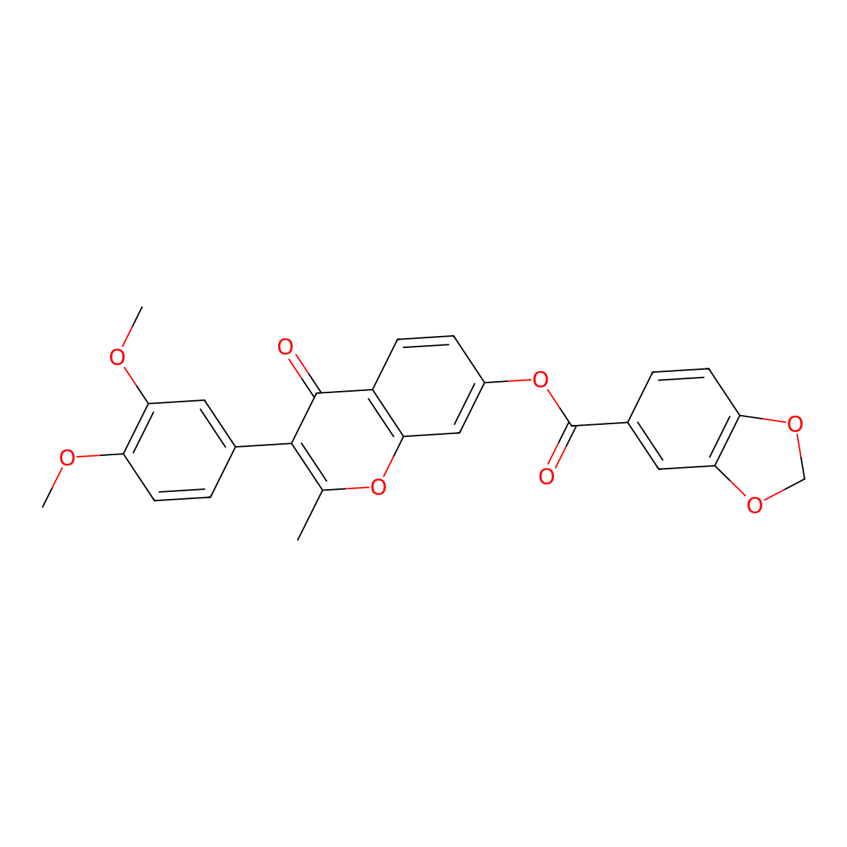 3-(3,4-dimethoxyphenyl)-2-methyl-4-oxo-4H-chromen-7-yl 1,3-benzodioxole-5-carboxylate molecular structure, CAS 637752-85-3