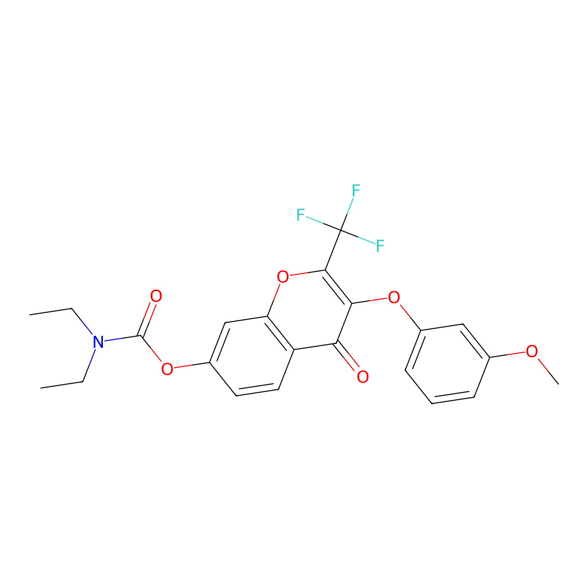 3-(3-methoxyphenoxy)-4-oxo-2-(trifluoromethyl)-4H-chromen-7-yl diethylcarbamate molecular structure, CAS 637752-86-4