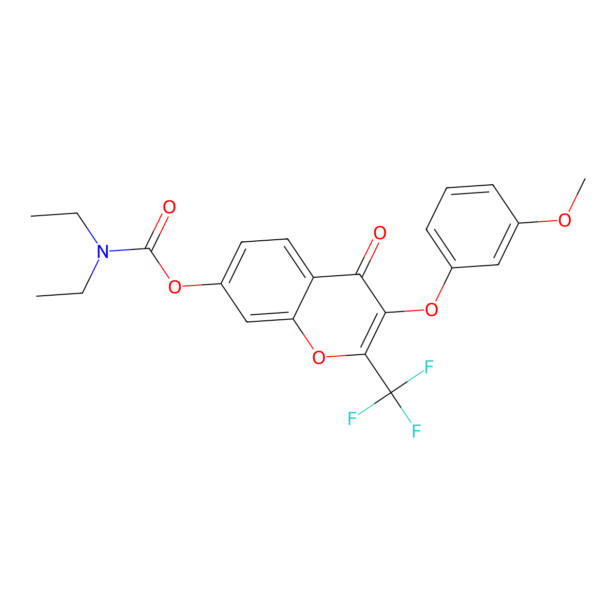 3-(3-methoxyphenoxy)-4-oxo-2-(trifluoromethyl)-4H-chromen-7-yl diethylcarbamate molecular structure, CAS 637752-86-4
