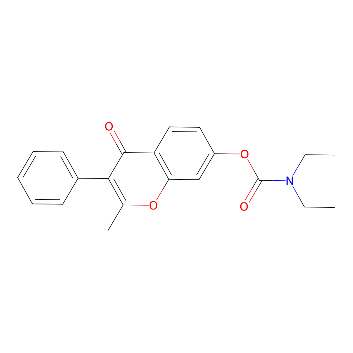 2-methyl-4-oxo-3-phenyl-4H-chromen-7-yl diethylcarbamate molecular structure, CAS 637752-89-7