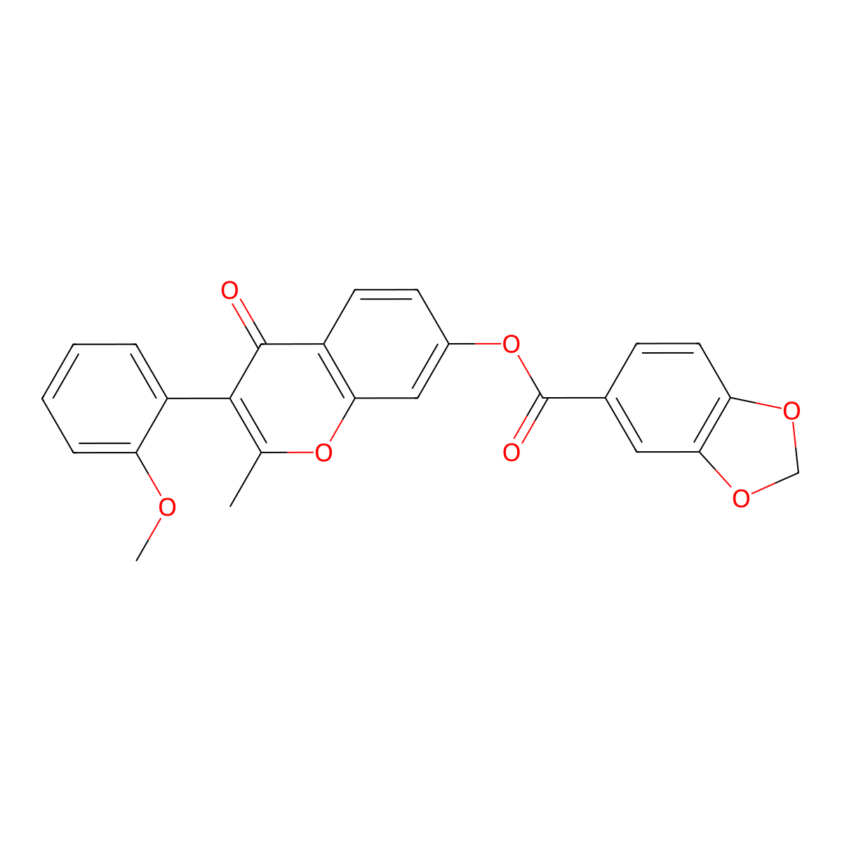 3-(2-methoxyphenyl)-2-methyl-4-oxo-4H-chromen-7-yl benzo[d][1,3]dioxole-5-carboxylate molecular structure, CAS 637752-90-0