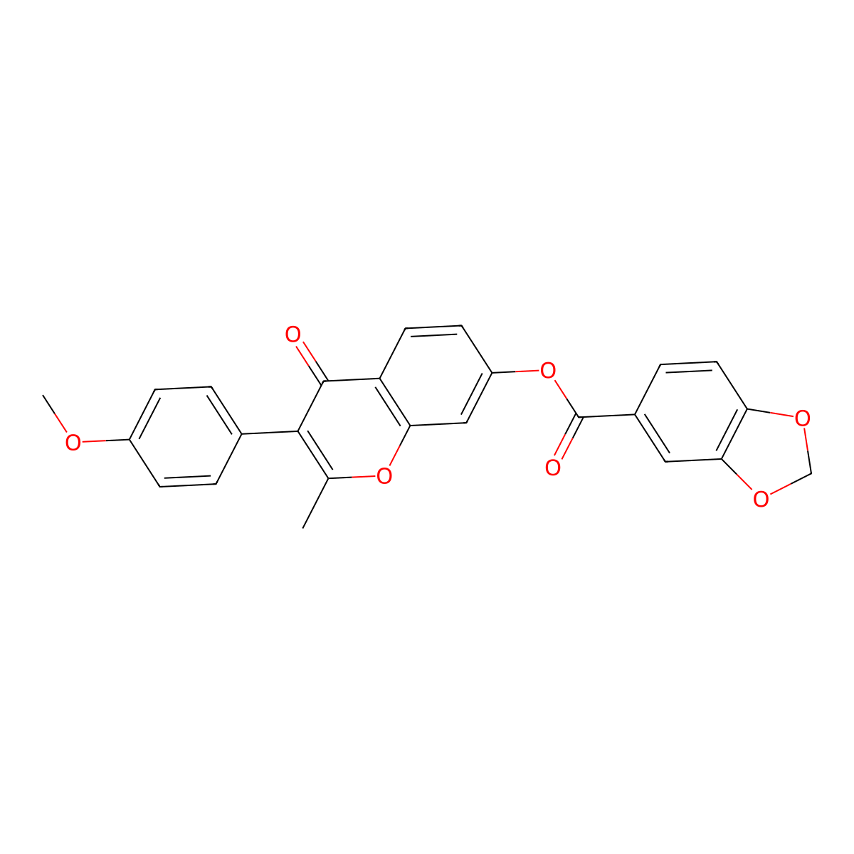3-(4-methoxyphenyl)-2-methyl-4-oxo-4H-chromen-7-yl 1,3-benzodioxole-5-carboxylate molecular structure, CAS 637752-92-2