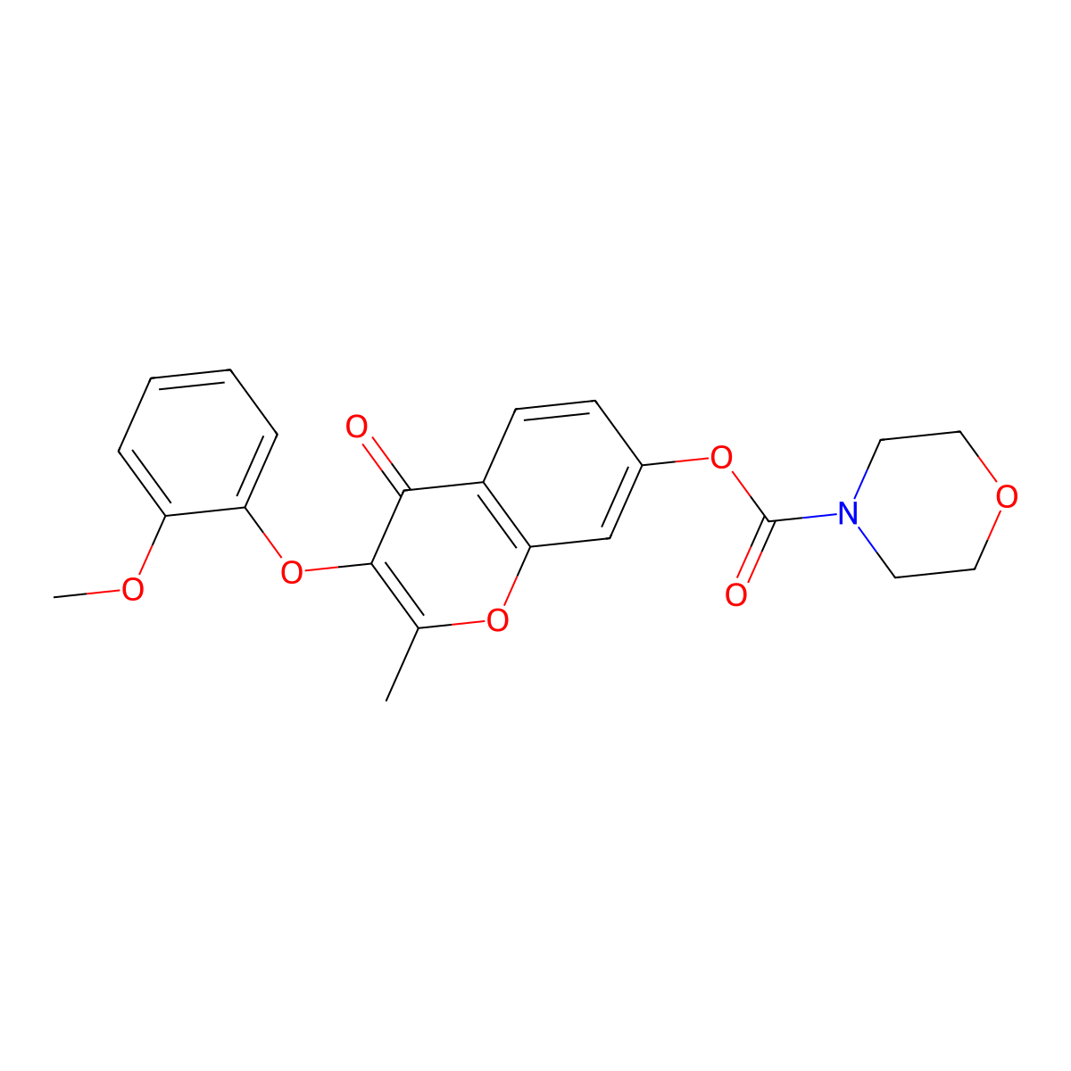 3-(2-methoxyphenoxy)-2-methyl-4-oxo-4H-chromen-7-yl morpholine-4-carboxylate molecular structure, CAS 637752-95-5