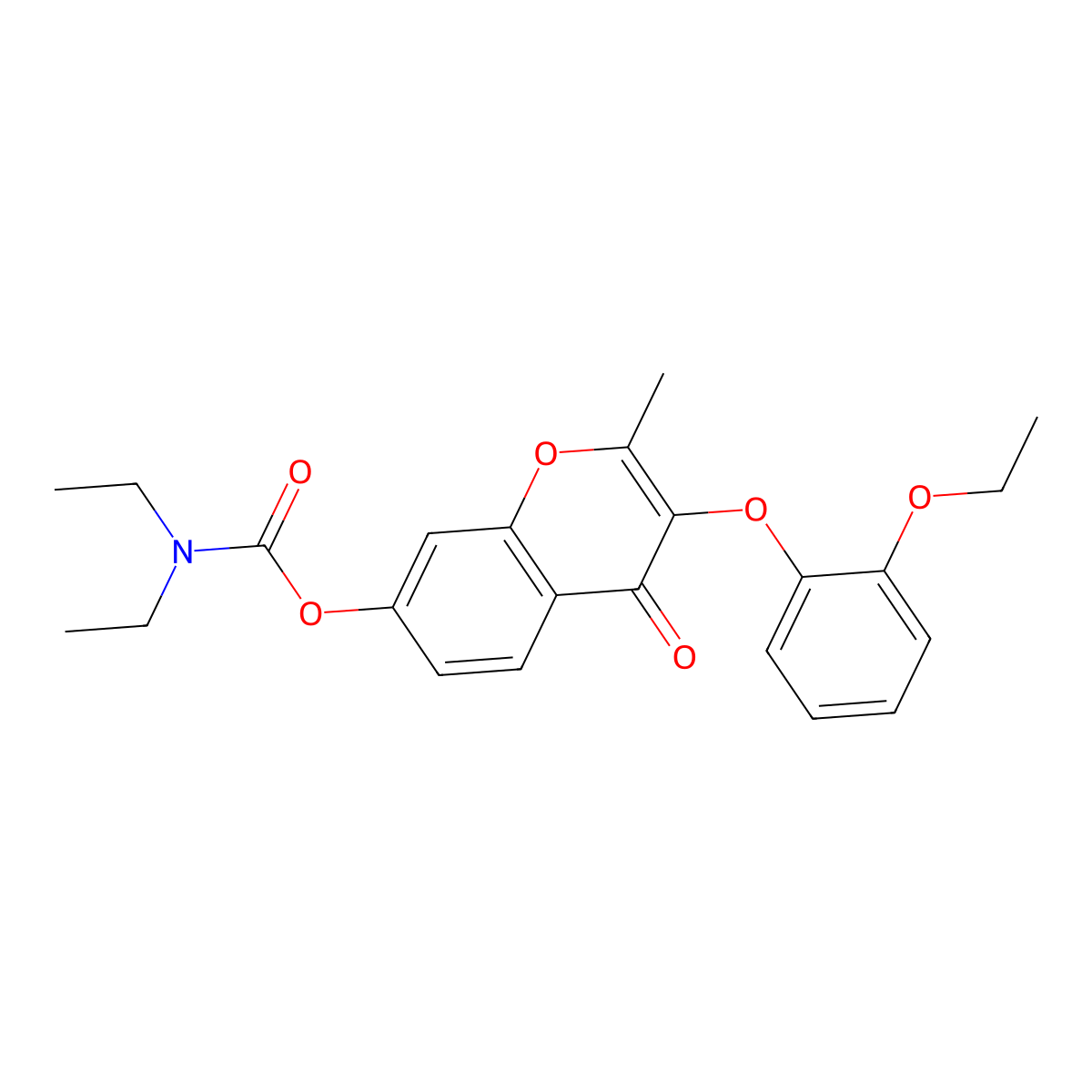 3-(2-ethoxyphenoxy)-2-methyl-4-oxo-4H-chromen-7-yl diethylcarbamate molecular structure, CAS 637753-12-9