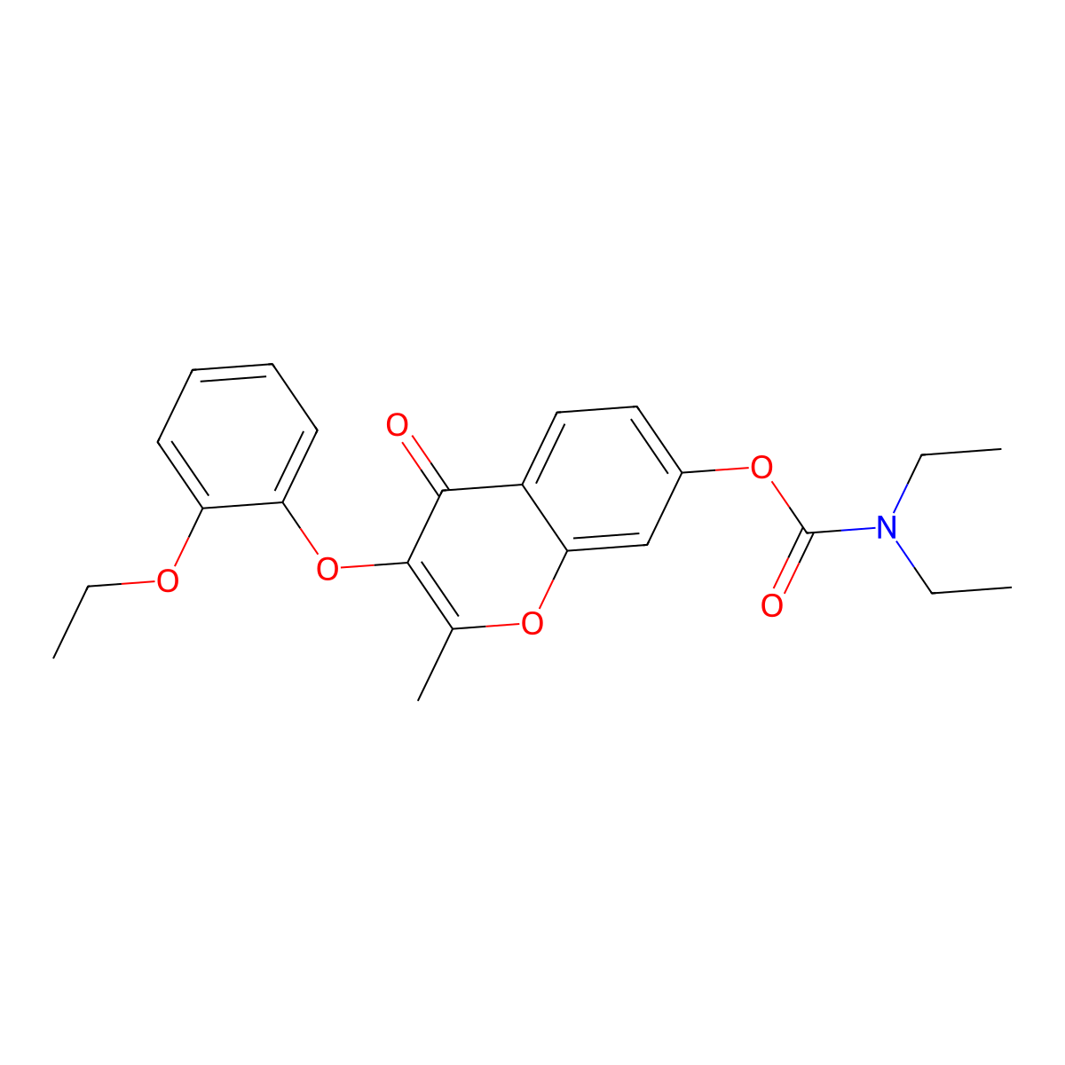3-(2-ethoxyphenoxy)-2-methyl-4-oxo-4H-chromen-7-yl diethylcarbamate molecular structure, CAS 637753-12-9