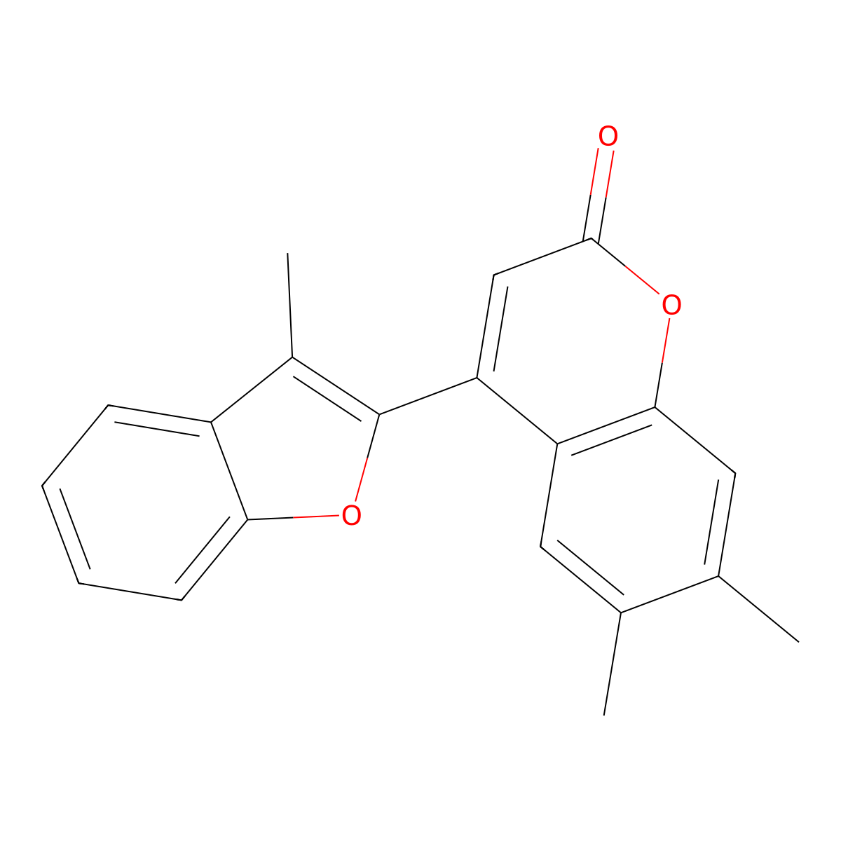 6,7-dimethyl-4-(3-methyl-1-benzofuran-2-yl)-2H-chromen-2-one molecular structure, CAS 637753-38-9