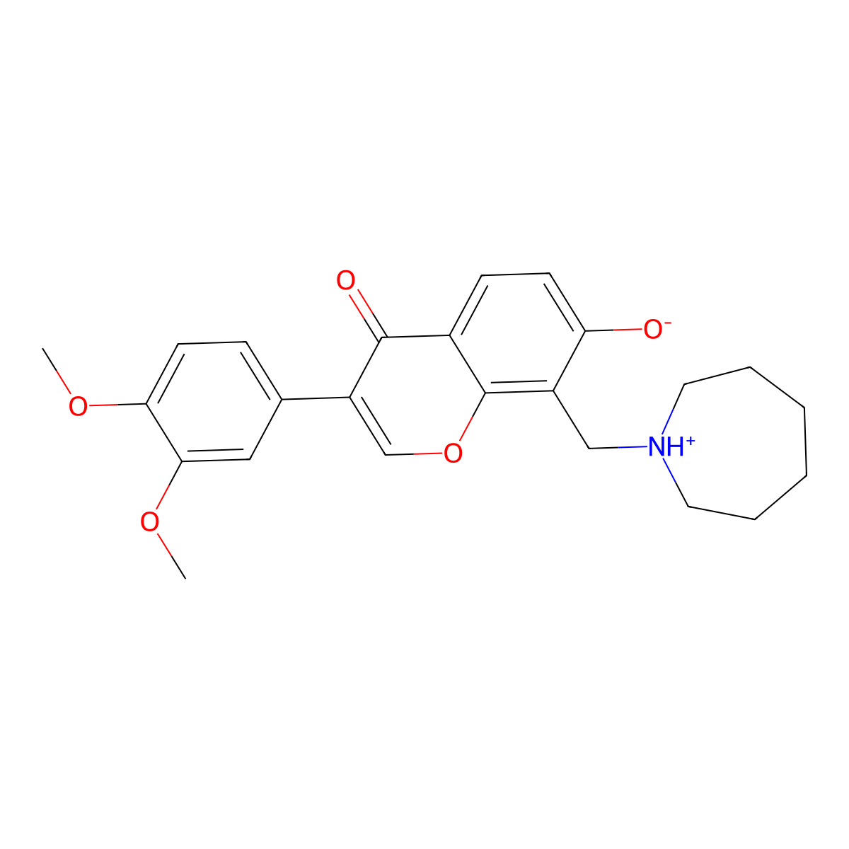 8-(azepan-1-ylmethyl)-3-(3,4-dimethoxyphenyl)-7-hydroxy-4H-chromen-4-one molecular structure, CAS 637753-56-1