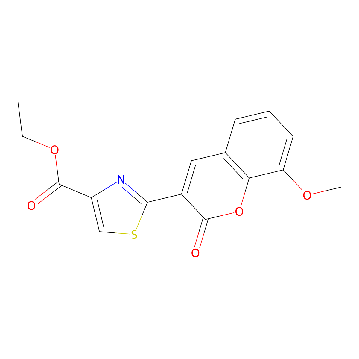 Ethyl 2-(8-methoxy-2-oxochromen-3-yl)-1,3-thiazole-4-carboxylate molecular structure, CAS 637753-77-6