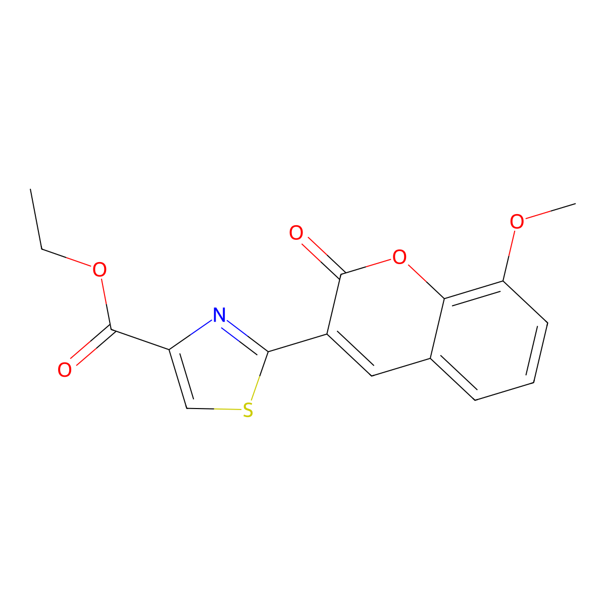 Ethyl 2-(8-methoxy-2-oxochromen-3-yl)-1,3-thiazole-4-carboxylate molecular structure, CAS 637753-77-6