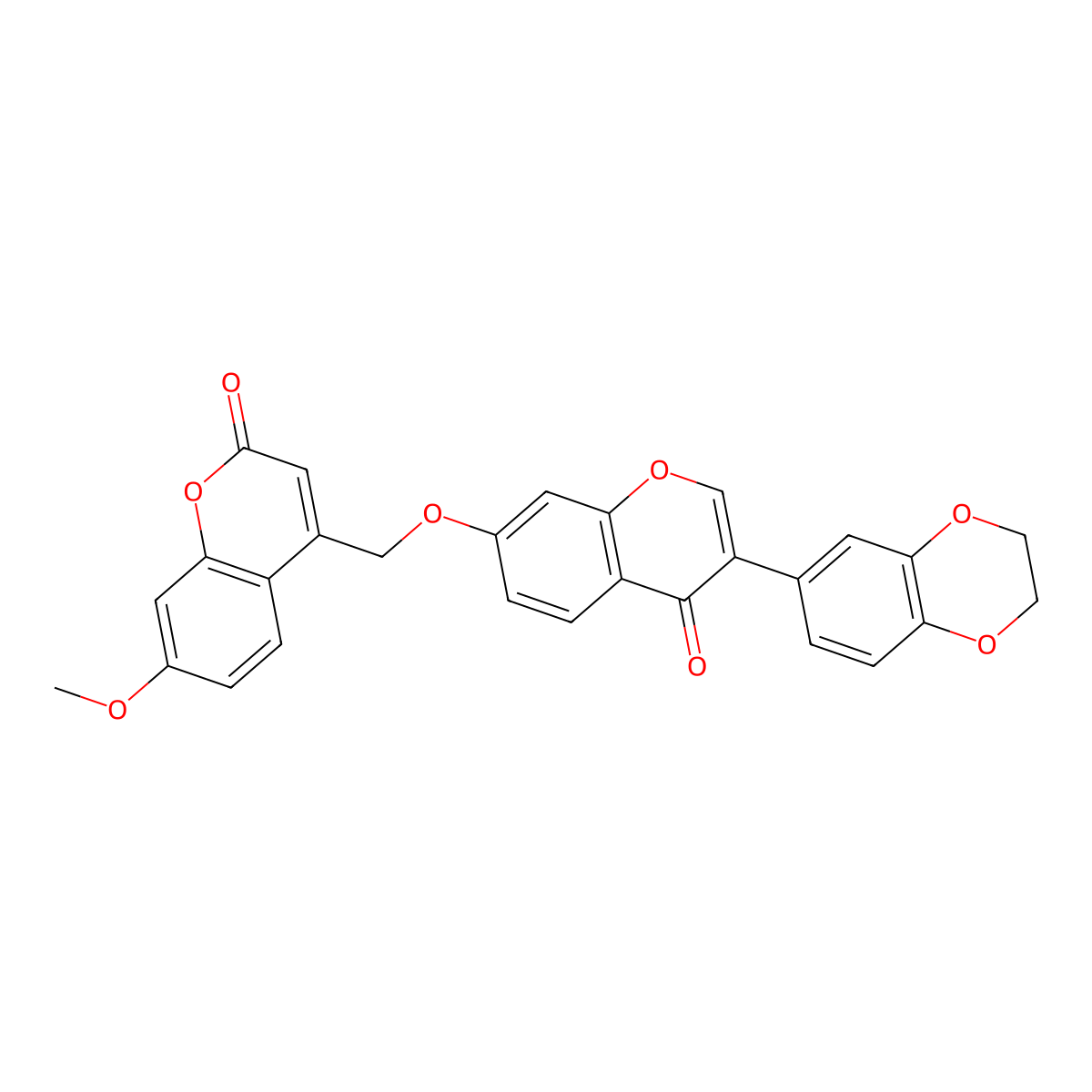 4-(((3-(2,3-dihydrobenzo[b][1,4]dioxin-6-yl)-4-oxo-4H-chromen-7-yl)oxy)methyl)-7-methoxy-2H-chromen-2-one molecular structure, CAS 637753-78-7