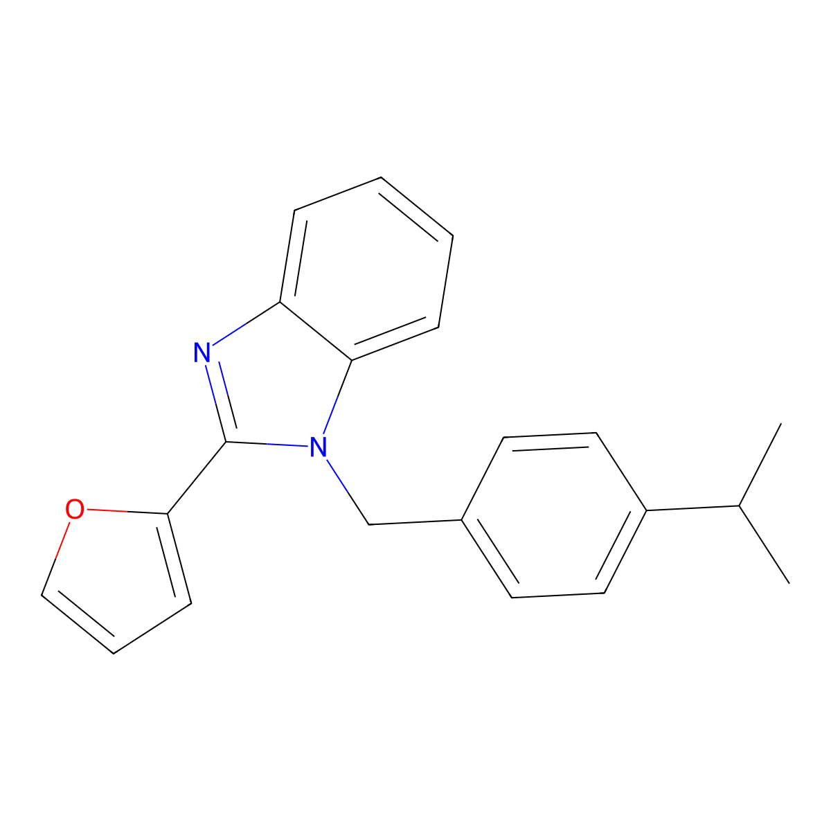 2-(Furan-2-yl)-1-[(4-propan-2-ylphenyl)methyl]benzimidazole molecular structure, CAS 637754-40-6