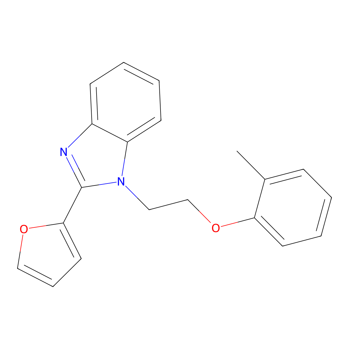 1-[2-(2-(2-Furyl)benzimidazolyl)ethoxy]-2-methylbenzene molecular structure, CAS 637754-46-2