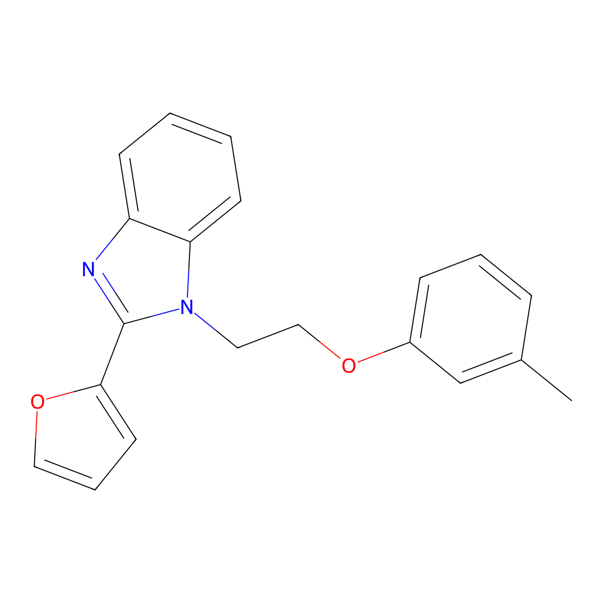 2-(Furan-2-yl)-1-[2-(3-methylphenoxy)ethyl]benzimidazole molecular structure, CAS 637754-47-3