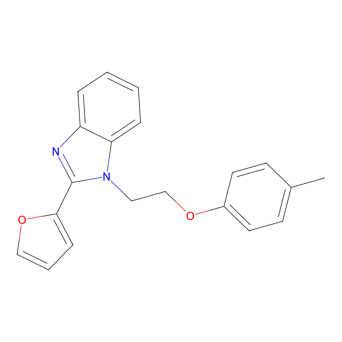 1-[2-(2-(2-Furyl)benzimidazolyl)ethoxy]-4-methylbenzene molecular structure, CAS 637754-48-4