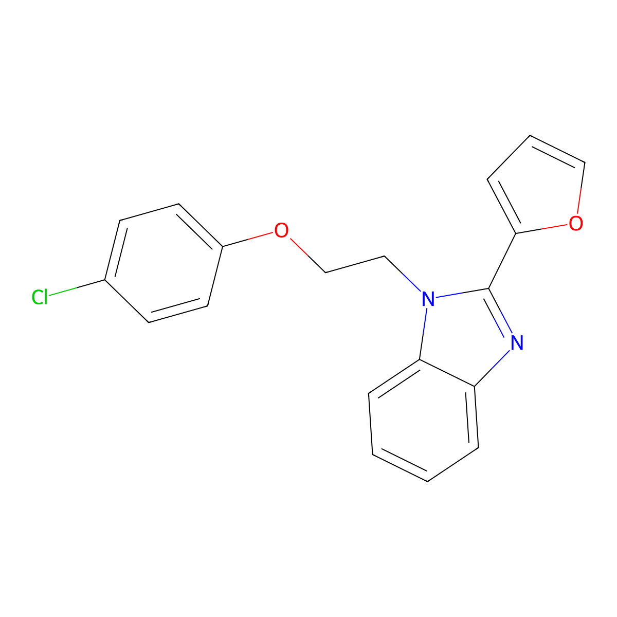 1-[2-(4-Chlorophenoxy)ethyl]-2-(furan-2-yl)benzimidazole molecular structure, CAS 637754-49-5