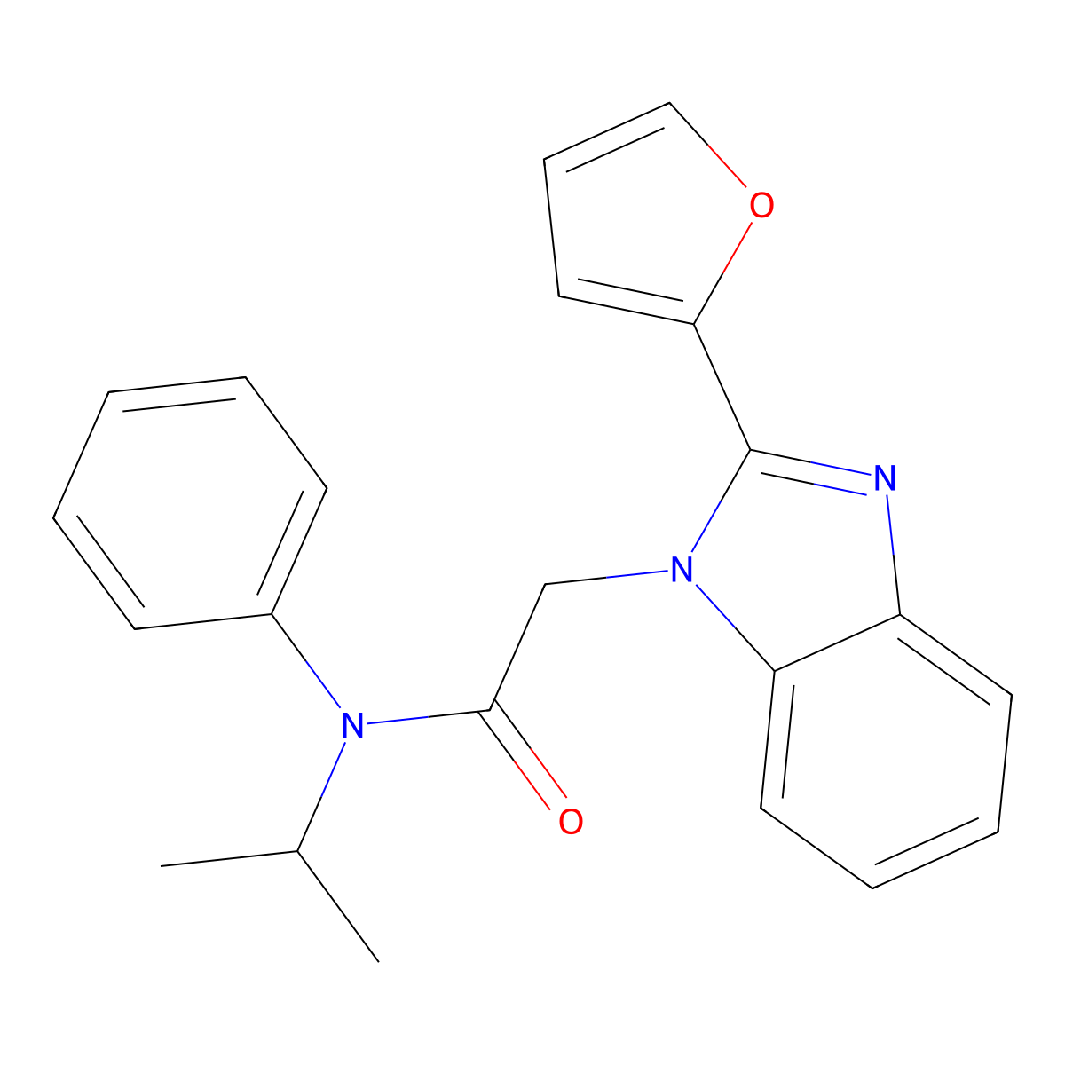 2-(2-(furan-2-yl)-1H-benzo[d]imidazol-1-yl)-N-isopropyl-N-phenylacetamide molecular structure, CAS 637754-50-8