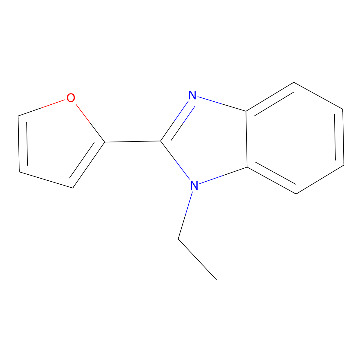 1-ethyl-2-(furan-2-yl)-1H-benzo[d]imidazole molecular structure, CAS 637754-54-2