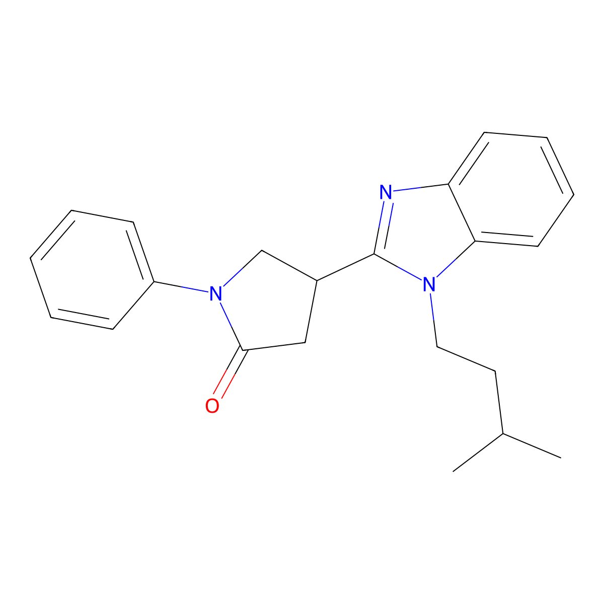 4-[1-(3-Methylbutyl)benzimidazol-2-yl]-1-phenylpyrrolidin-2-one molecular structure, CAS 637754-58-6