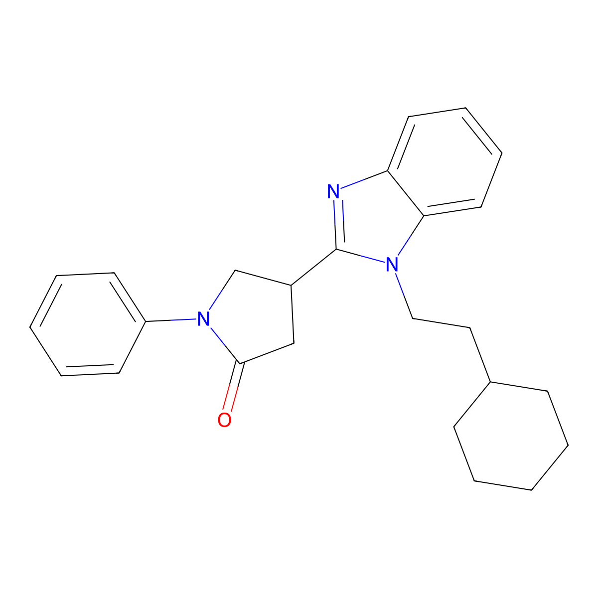 4-[1-(2-Cyclohexylethyl)benzimidazol-2-yl]-1-phenylpyrrolidin-2-one molecular structure, CAS 637754-61-1