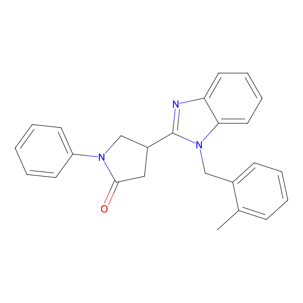 4-[1-(2-methylbenzyl)-1H-benzimidazol-2-yl]-1-phenylpyrrolidin-2-one molecular structure, CAS 637754-66-6