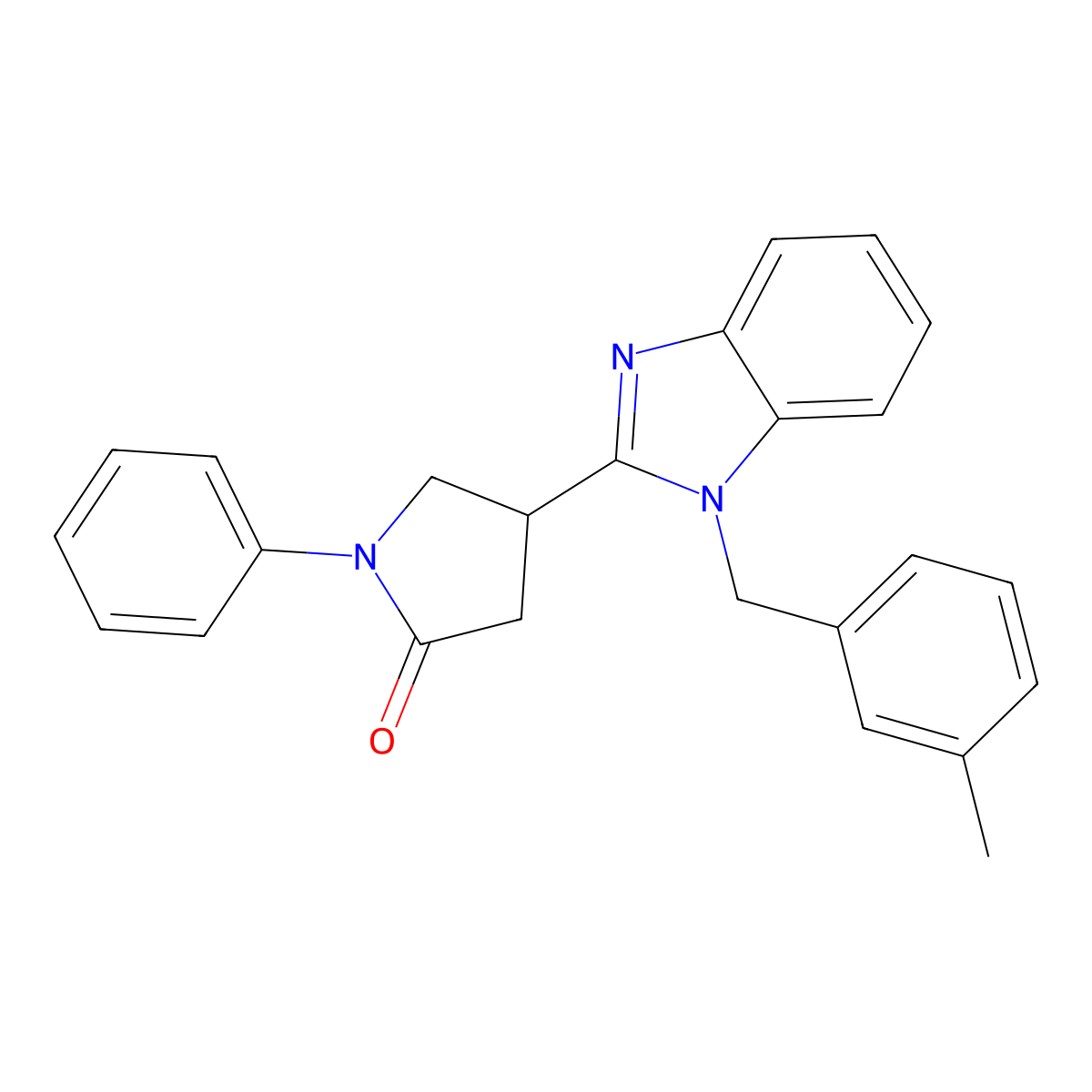 4-[1-(3-methylbenzyl)-1H-benzimidazol-2-yl]-1-phenylpyrrolidin-2-one molecular structure, CAS 637754-67-7