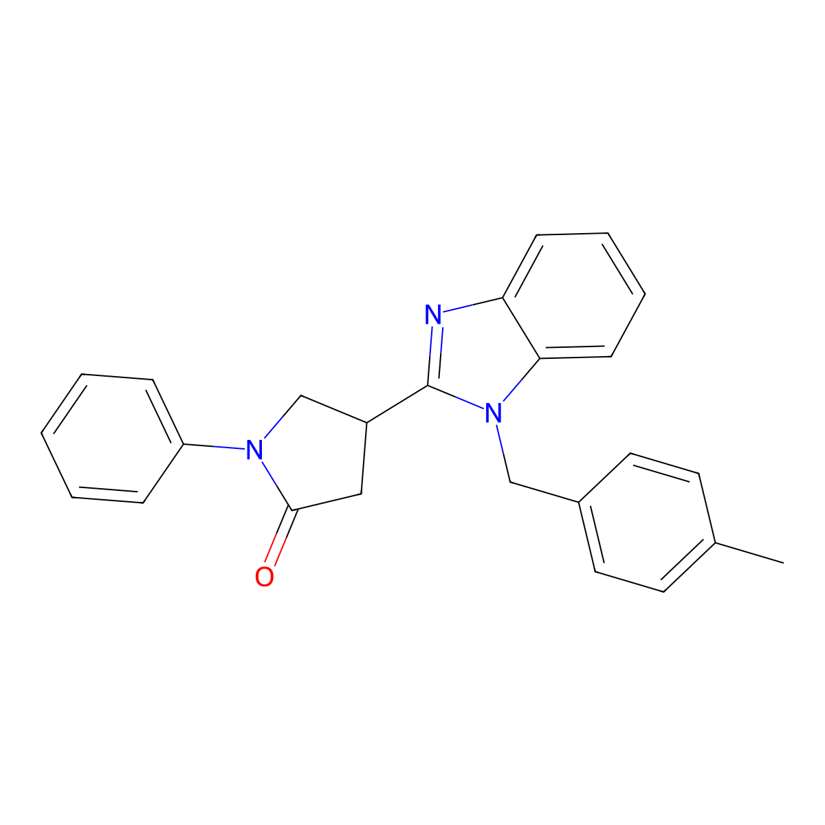 4-[1-(4-methylbenzyl)-1H-benzimidazol-2-yl]-1-phenylpyrrolidin-2-one molecular structure, CAS 637754-68-8