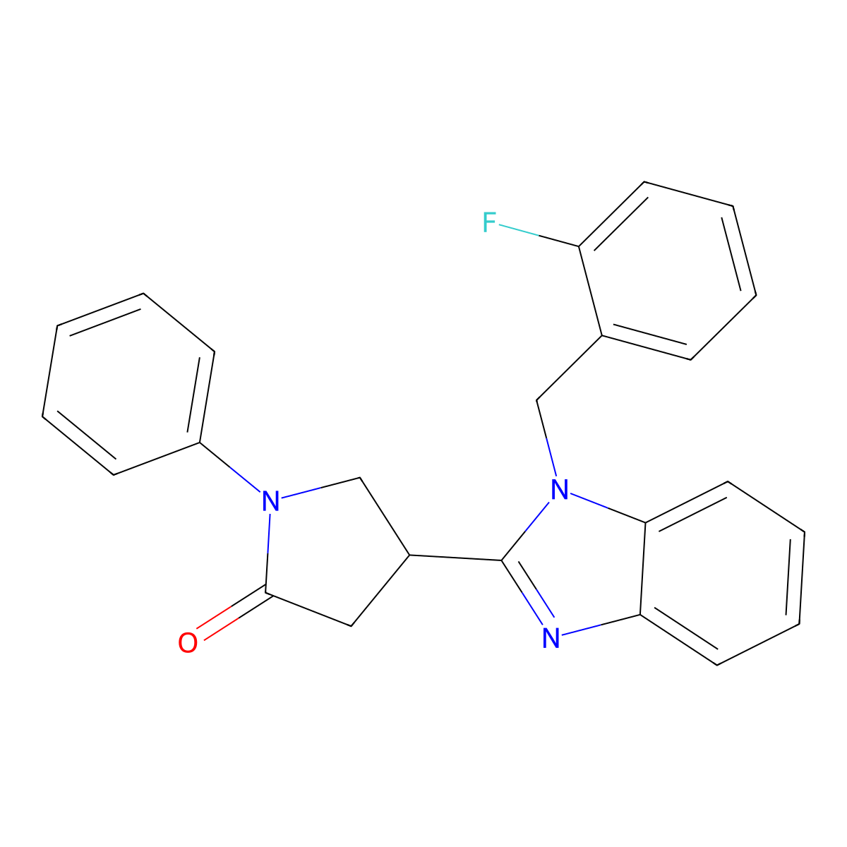 4-[1-[(2-Fluorophenyl)methyl]benzimidazol-2-yl]-1-phenylpyrrolidin-2-one molecular structure, CAS 637754-73-5